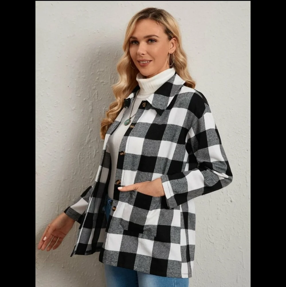 Plaid Button Down Jacket - Picture 4 of 6